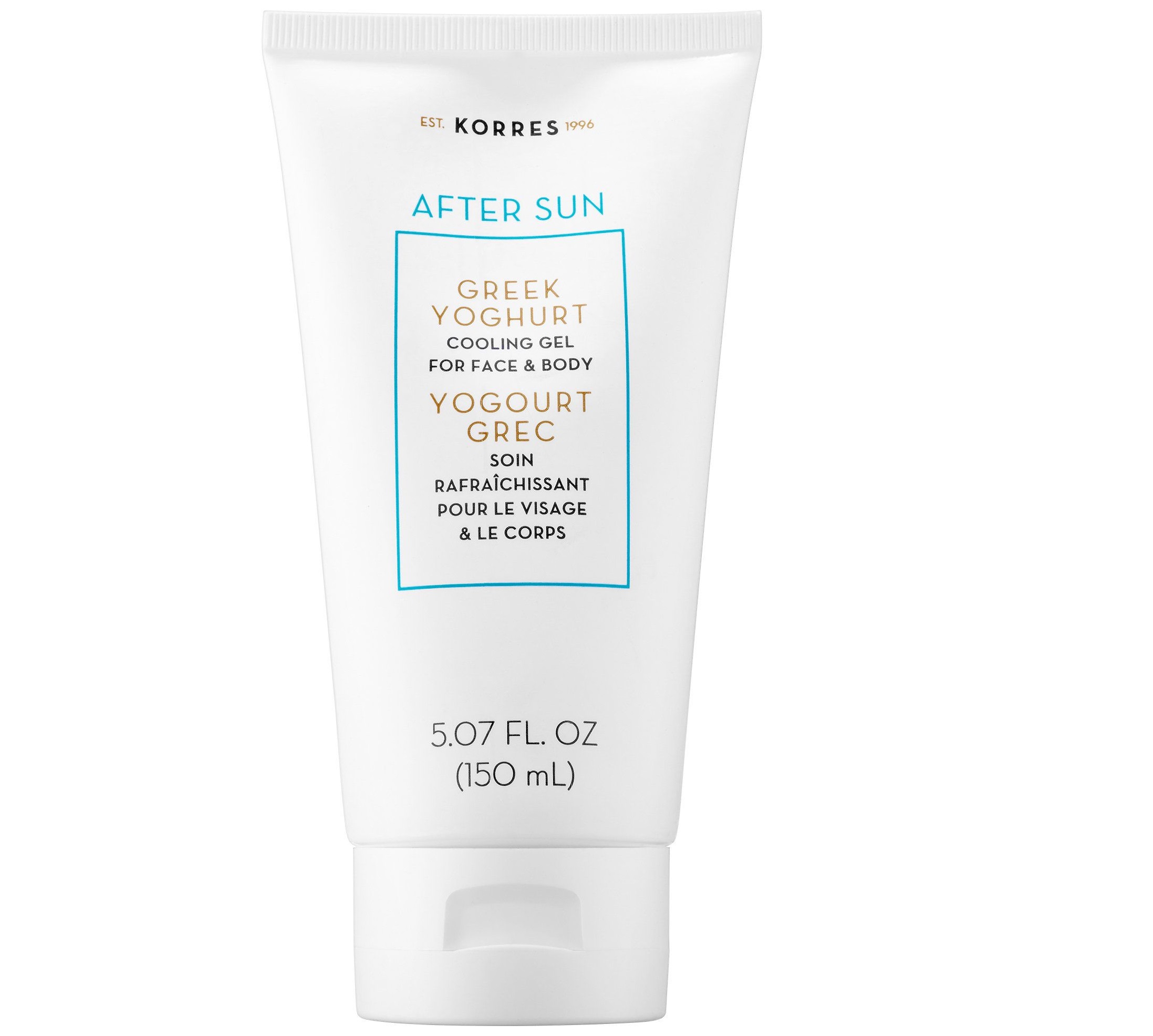 Korres After Sun Yoghurt Cooling Gel for Face and Body para todo tipo de piel. Calma la piel con una formula en la que predomina el yogur griego y que a la vez combate la deshidratación y la rojez. Disponible en Sephora. (Suministrada)