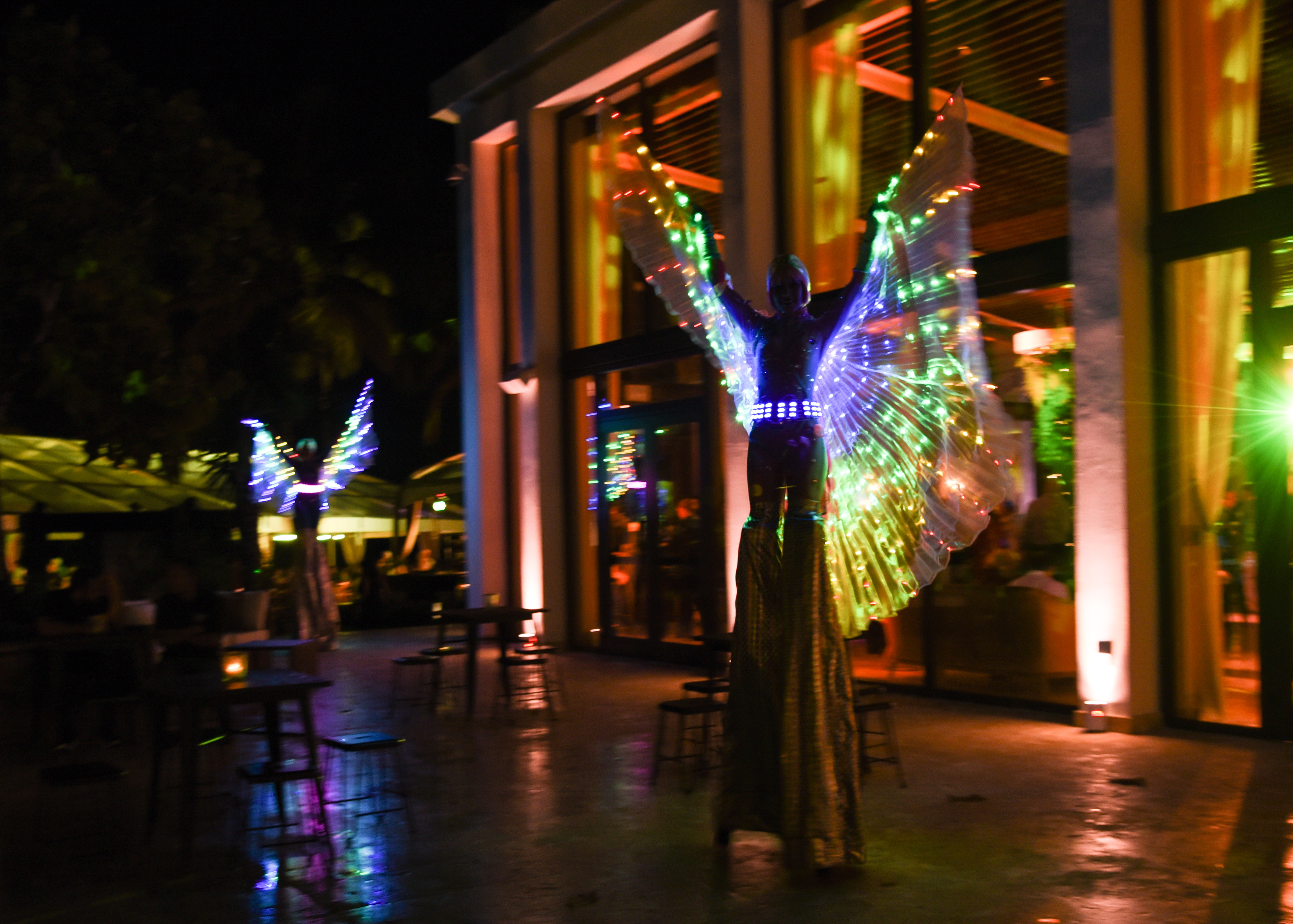 Zanqueros que daban la impresión de mariposas gigantes.