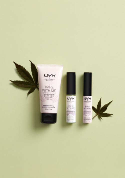La línea Bare with Me de NYX Professional Makeup, que acaba de sumar cuatro productos a su, los cuales contienen aceite de semilla de cannabis sativa. La colección incluye el Bare with Me Cannabis Sativa Seed Oil Radiant Perfecting Primer, Bare with Me Cannabis Sativa Seed Oil Lip Conditiones y Bare with Me Cannabis Sativa Seed Oil Brow Setter. Disponible en la tienda NYX en Plaza Las Américas. (Suministrada)