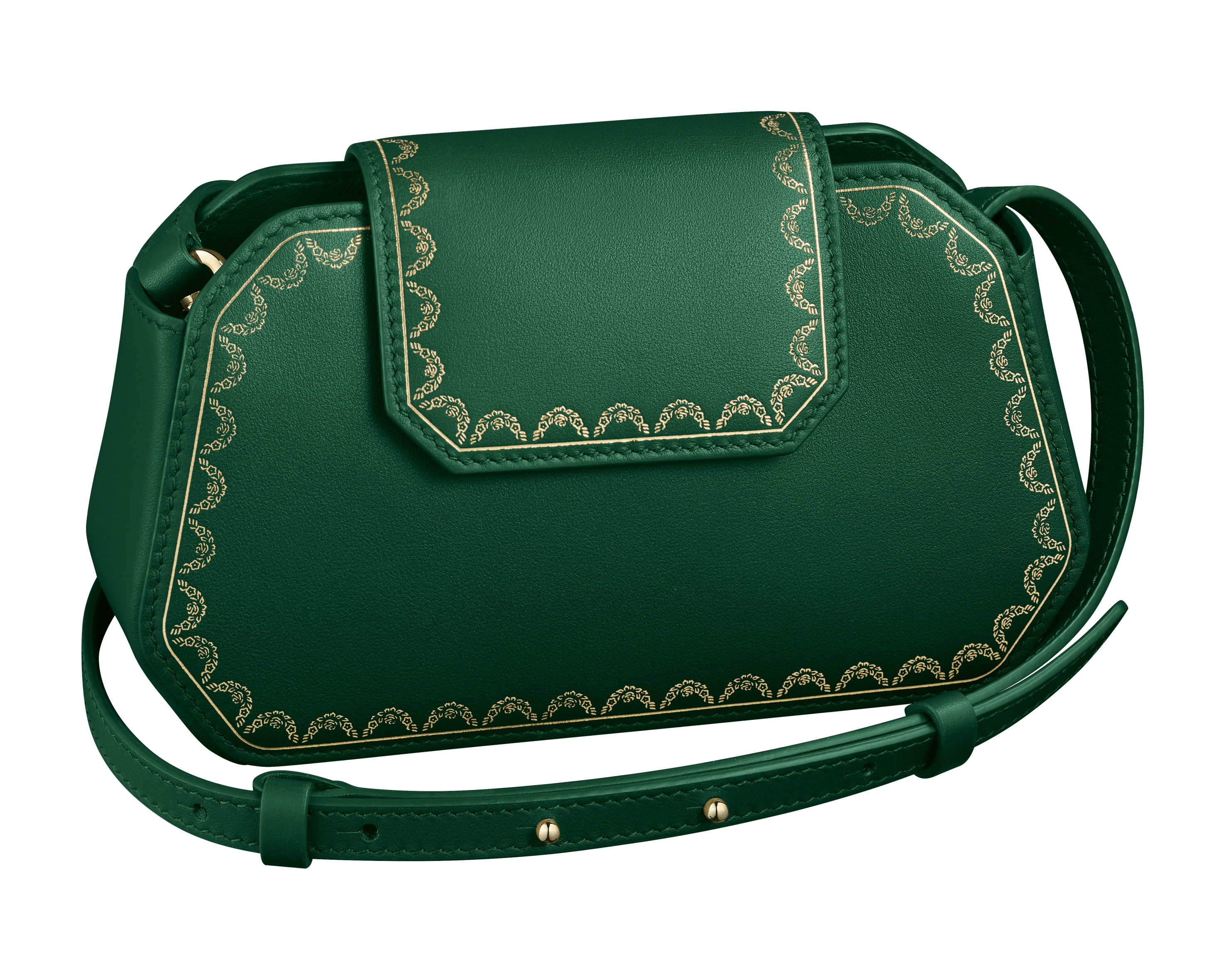 Cartera Guirlande de Cartier representa el espíritu de la casa. El modelo “nano” está disponible en verde, negro y rojo. (Suministrada)
