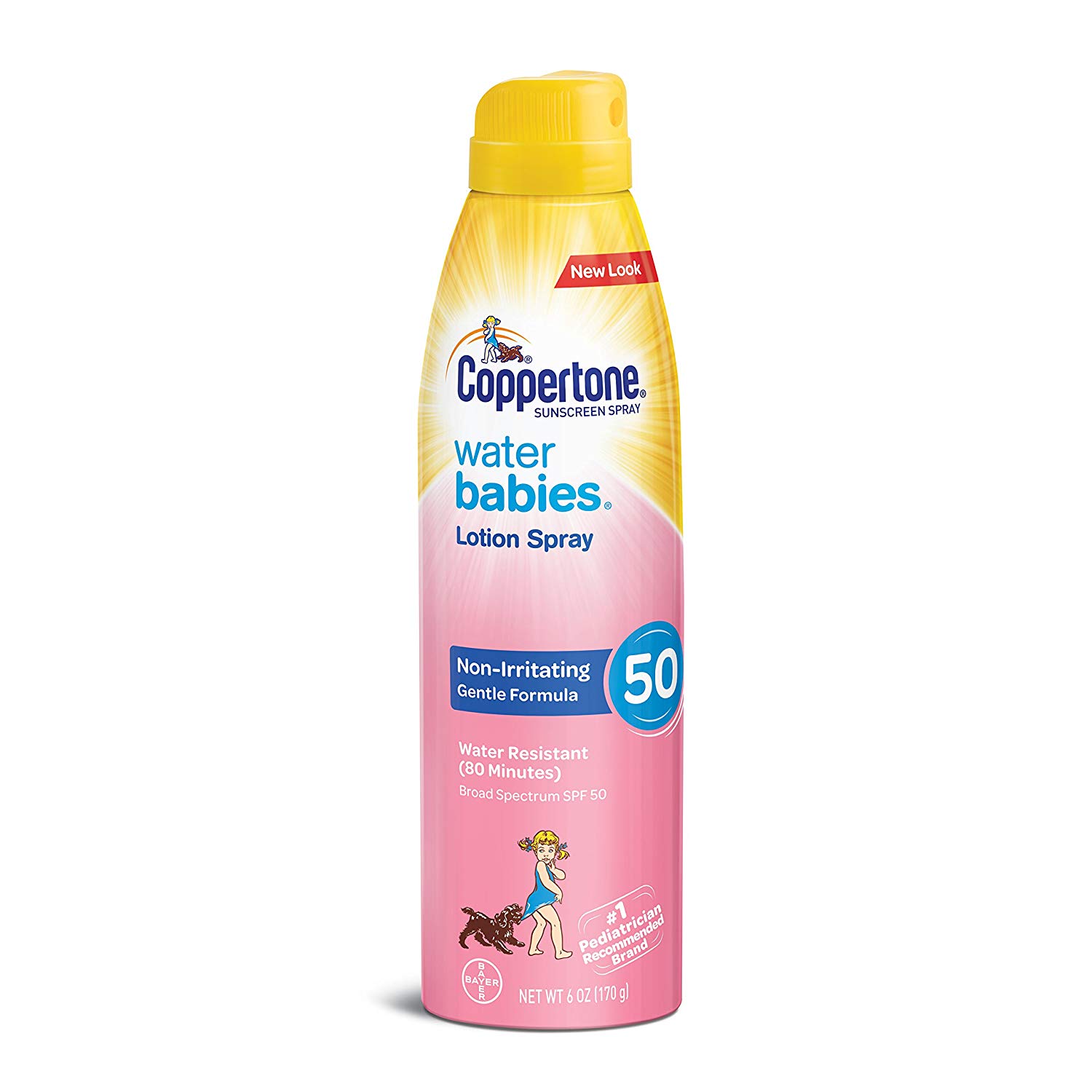 Coppertone Water Babies Lotion Spray SPF 50 - Una fórmula con amplio espectro que ayuda a proteger la piel de los bebés y niños mientras juegan bajo el sol. (Suministrada)