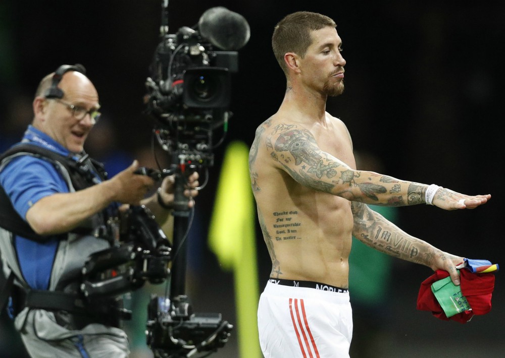 Sergio Ramos al termino del partido que enfrentó a España con Irán en Kazán. (EFE)
