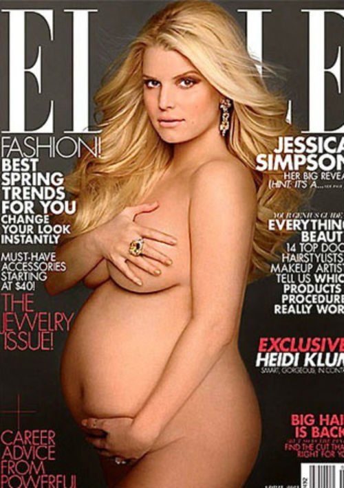 Jessica Simpson mostró el embarazo de su hija en 2012 para Elle. (Archivo)