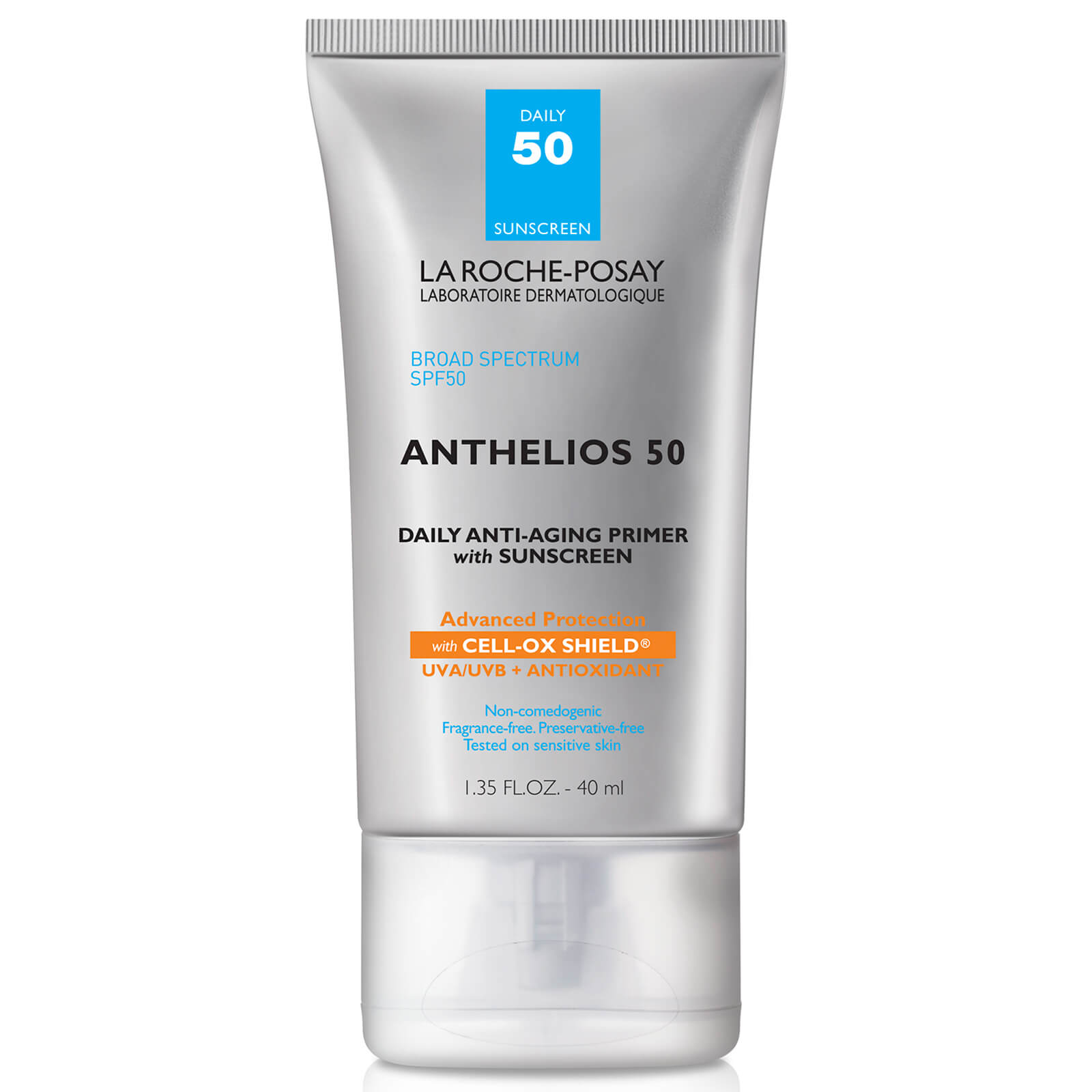 La Roche-Posay Anthelios Anti Aging Face Primer with Sunscreen SPF 50 Cell Ox Shield - Este producto promete combatir los signos de la edad mientras protege tu rostro del sol y lo prepara para recibir el maquillaje. (Suministrada)
