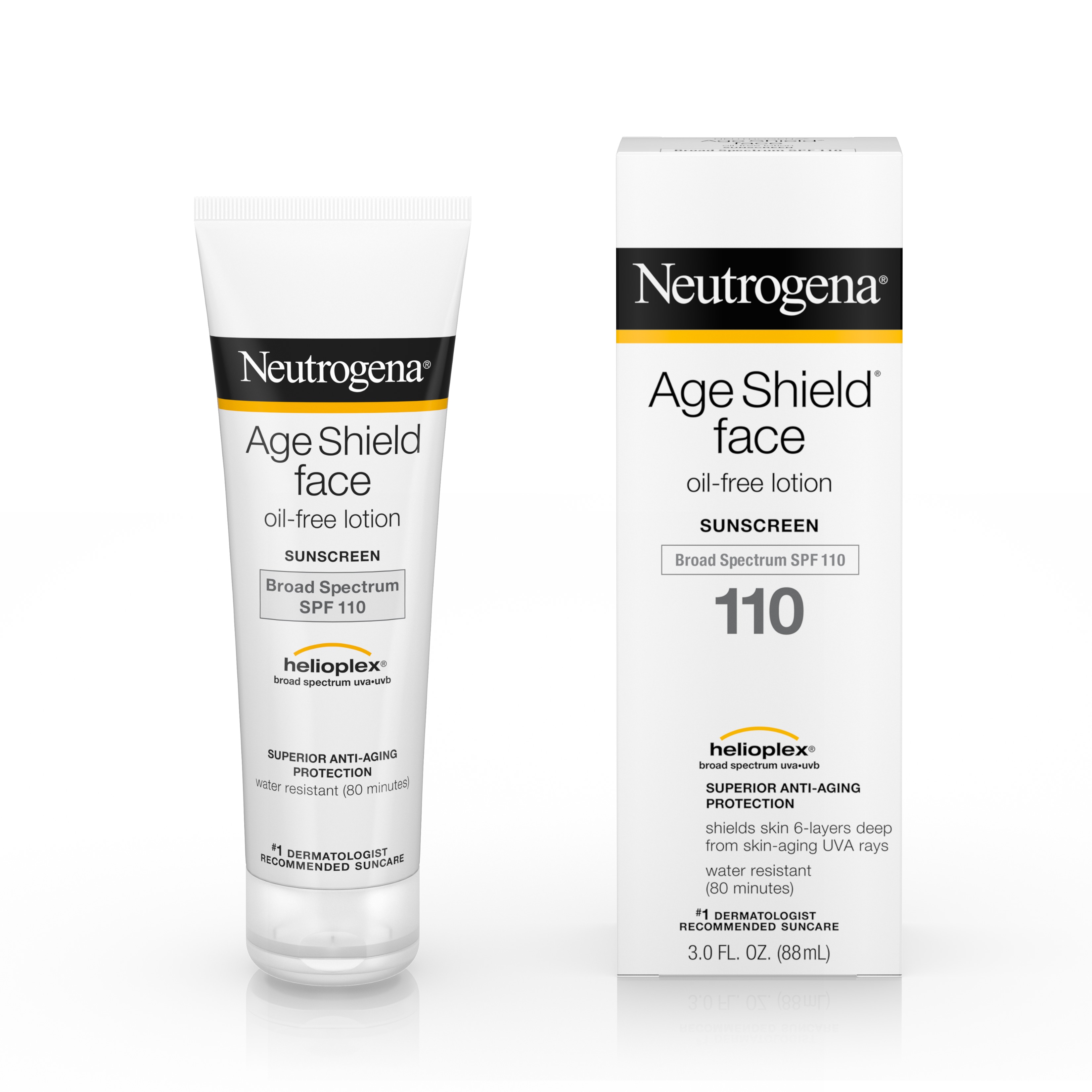 Neutrogena Age Shield Face, Sunscreen Lotion, SPF 110 - Un protector solar de amplio espectro y fórmula ligera para proteger el cutis sin obstruir los poros. (Suministrada)