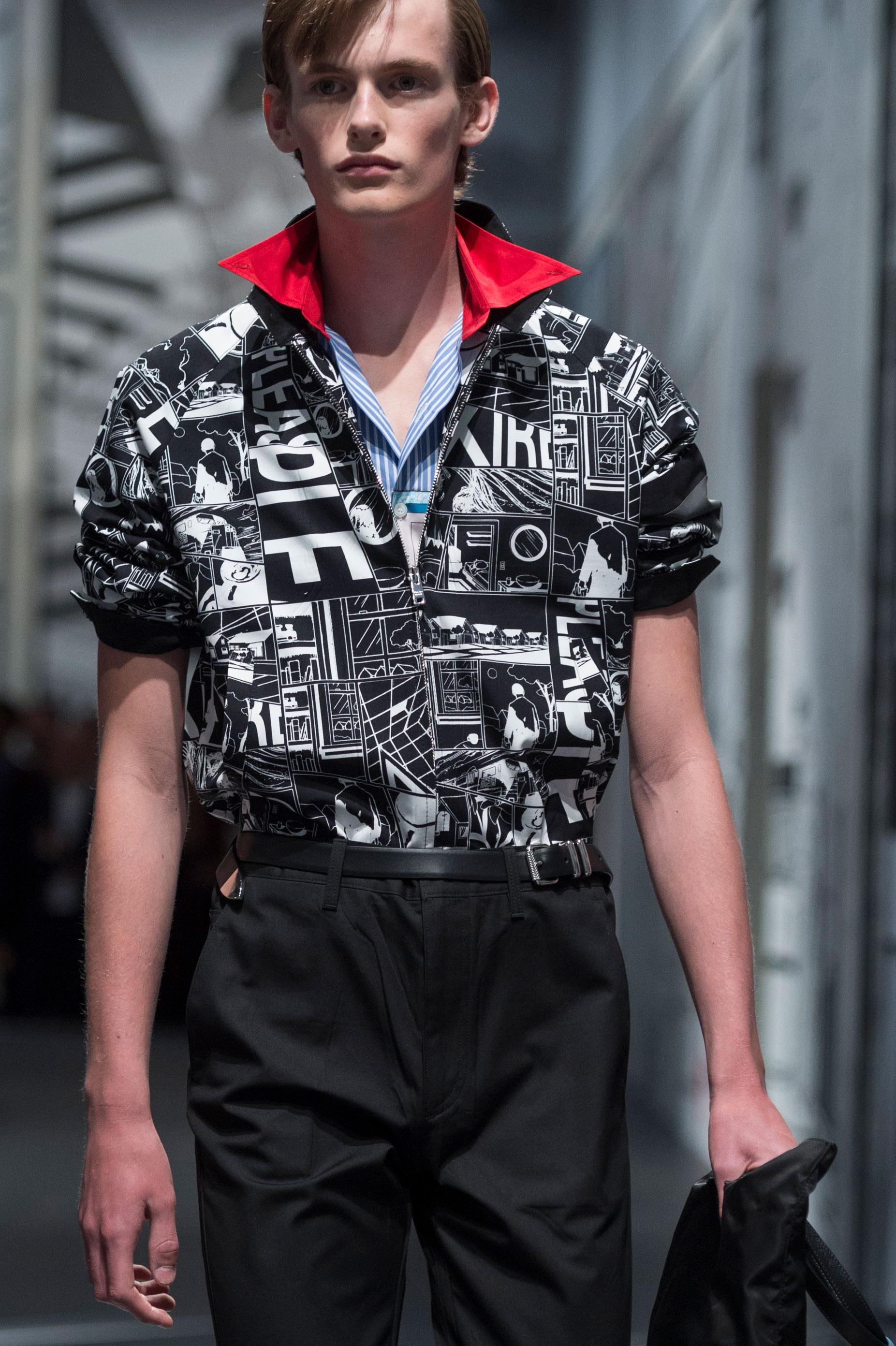 El negro, el rojo y el blanco, protagonistas de los cómics-diseños de Prada. Foto: WGSN.