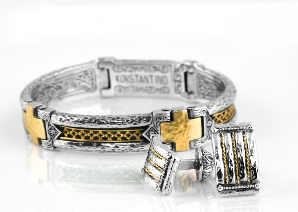 Brazalete y yuntas en oro y plata Konstantino de Kiyume. (Foto: Suministrada)