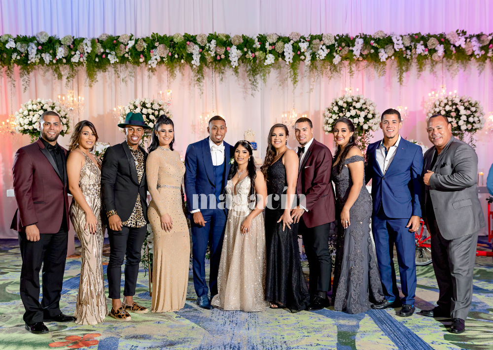 Al igual que para la boda de Javy Báez, varios miembros del "Team Rubio" asistieron a la celebración, entre ellos, Joseph Colón, Francisco Lindor, Báez y José Berríos, todos junto a sus parejas. (Suministrada/ Claudette Montero)