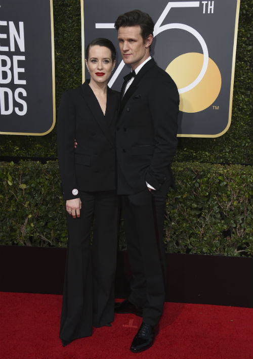 Claire Foy y Matt Smith, protagonistas de la serie “The Crown”. (Photo by Jordan Strauss/Invision/AP)
