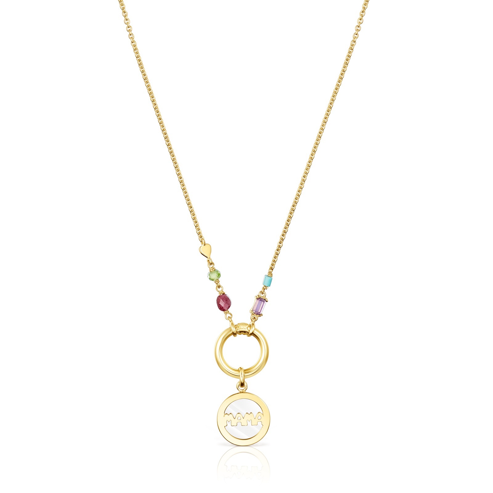 Collar Tous Mama medalla de plata vermeil y gemas, consíguelo en las tiendas Tous.